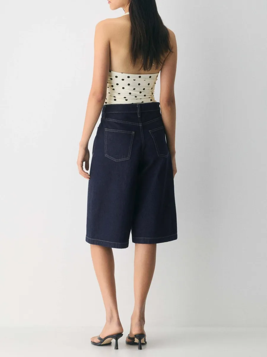 Minimalist High-Waist Denim Shorts