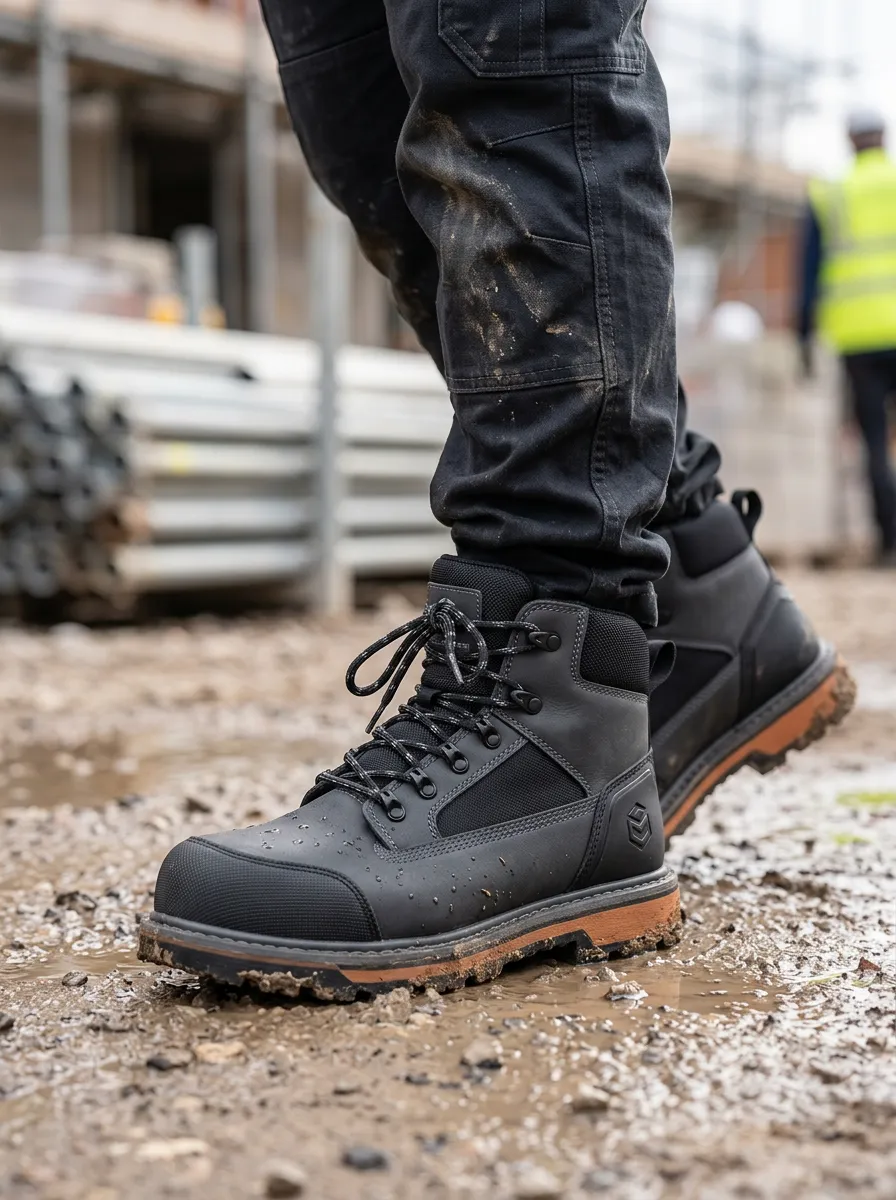 Men's Trail Inspired Waterproof Construction Graphic Detail Work Boots