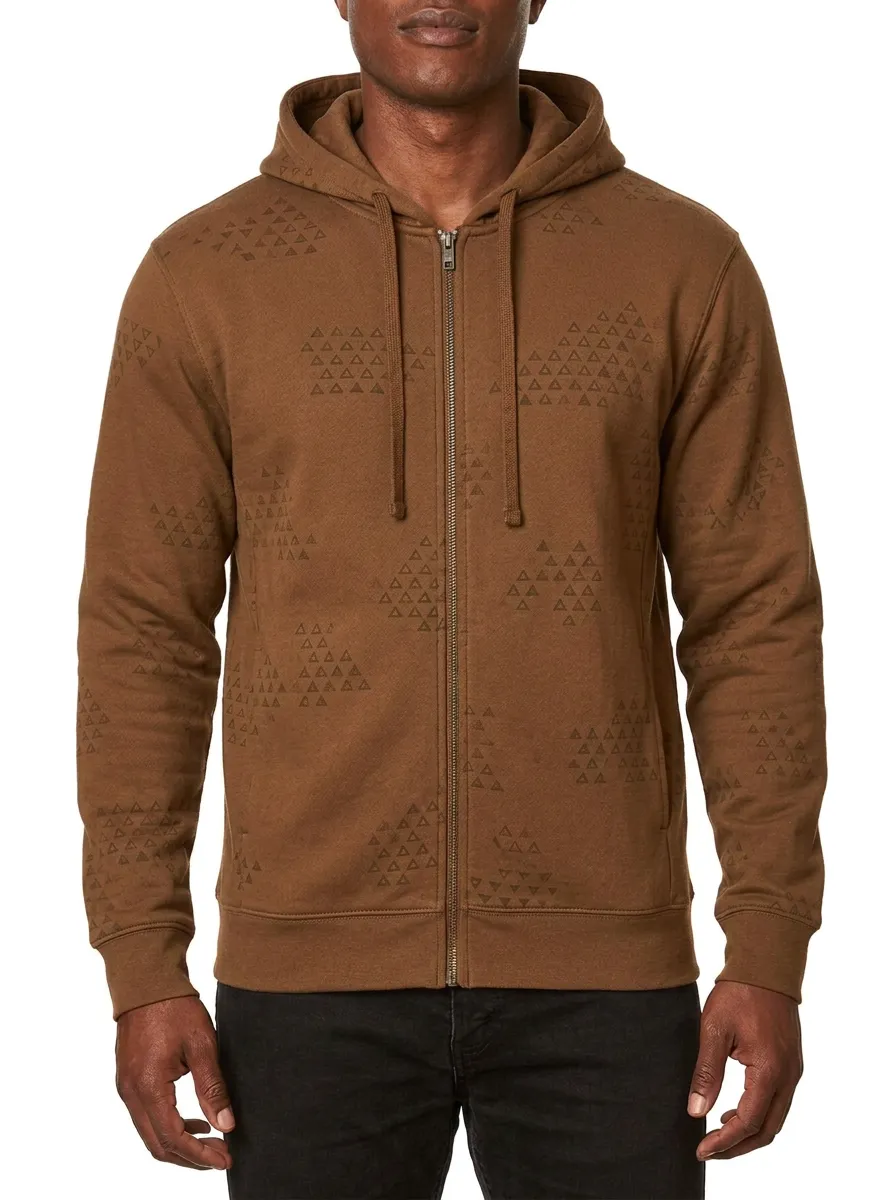 Men's Geometric Triangle Pattern Graphic Full-Zip Hoodie
