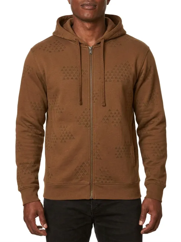 Men's Geometric Triangle Pattern Graphic Full-Zip Hoodie