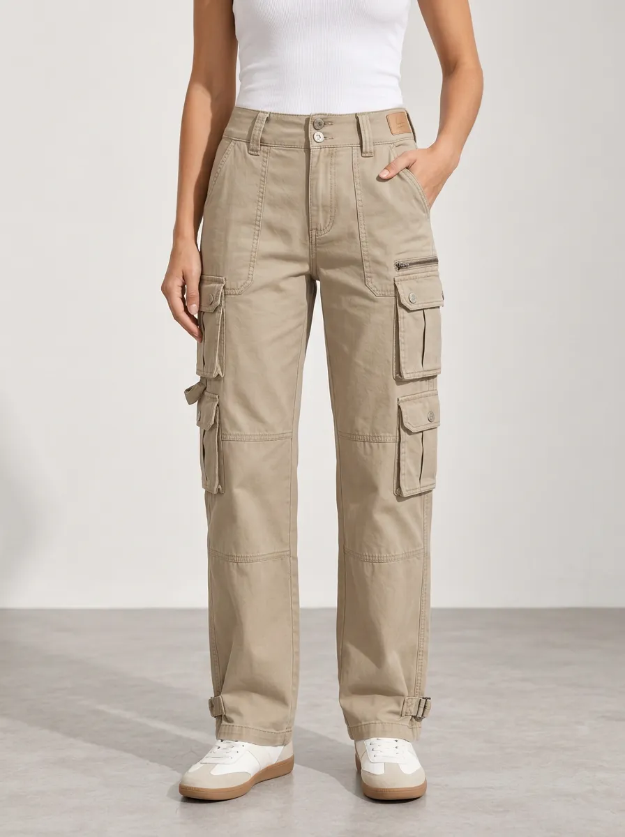 Women's Cargo Easy Wear Straight Multi-Pocket Pants