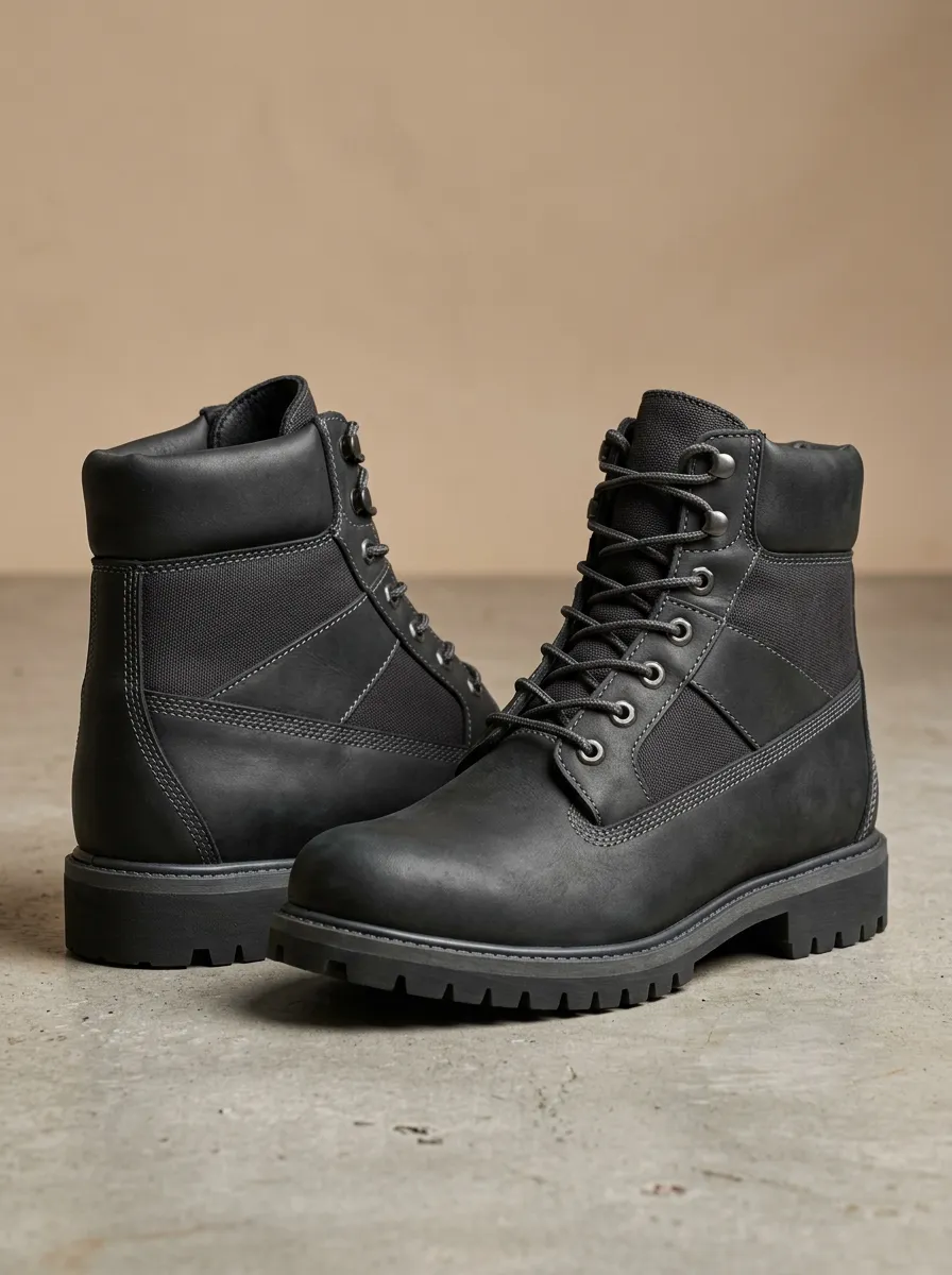 Unisex Tactical Style Leather Print Work Boots