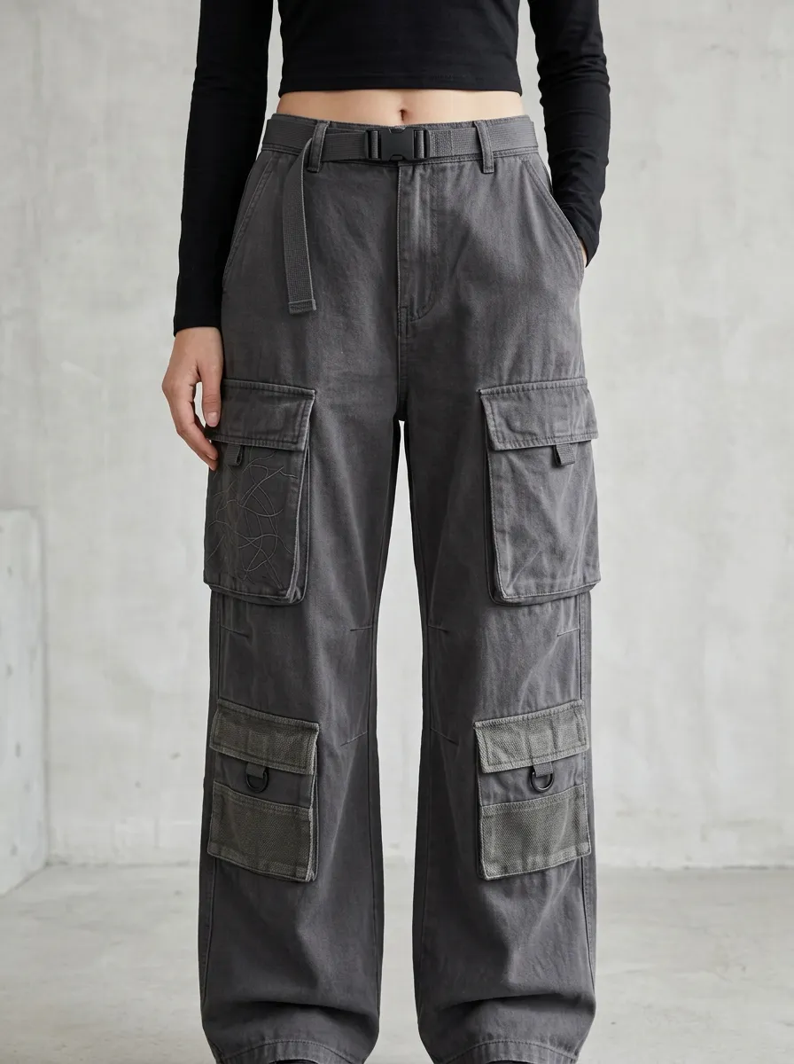 Minimal Techwear Style Street Style Women's Multi Pocket Cargo Pants