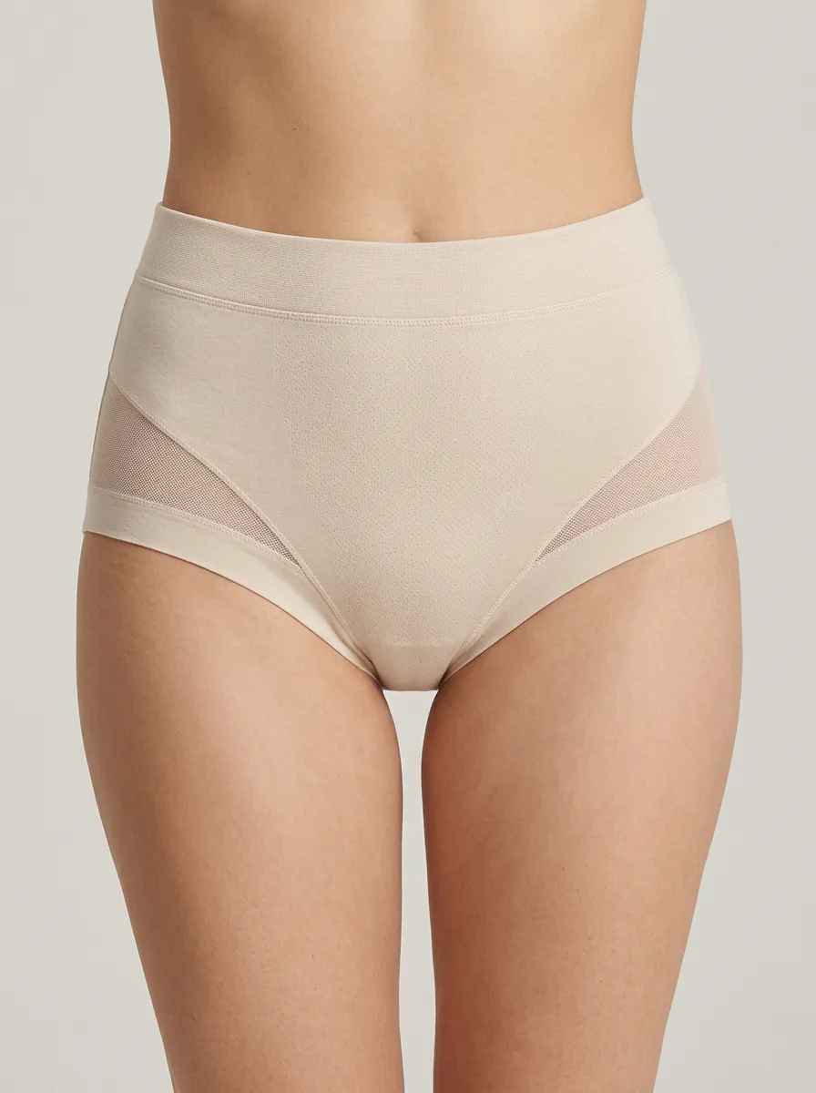 Contemporary Seamless High-Waisted Mesh Panel Modern Look Women's Panties