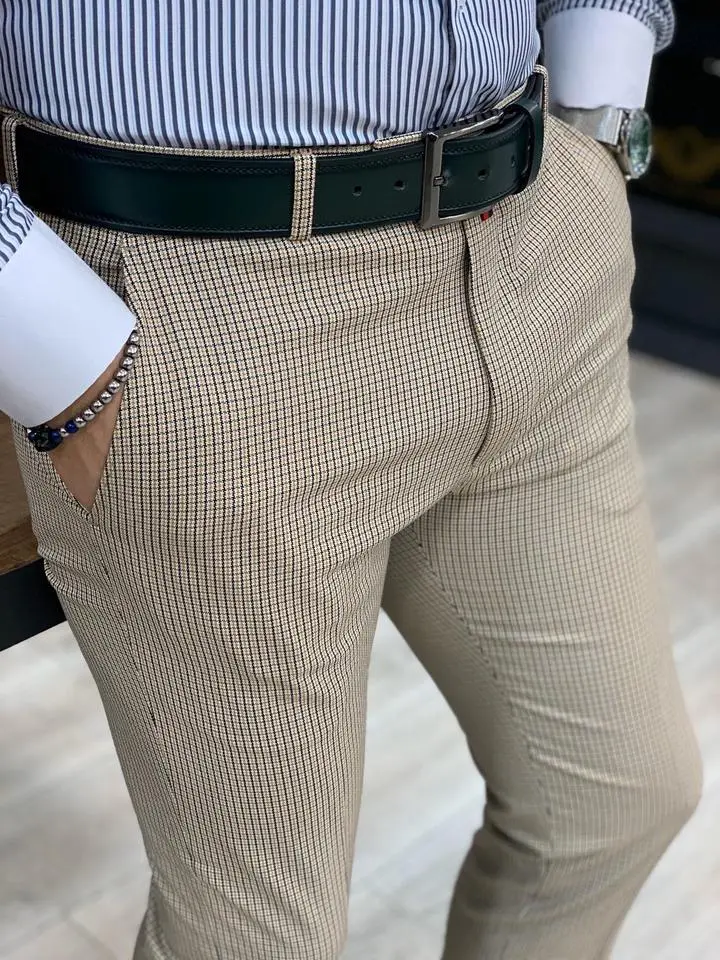 Clean Finish Slim Fit Plaid Tailored Trousers