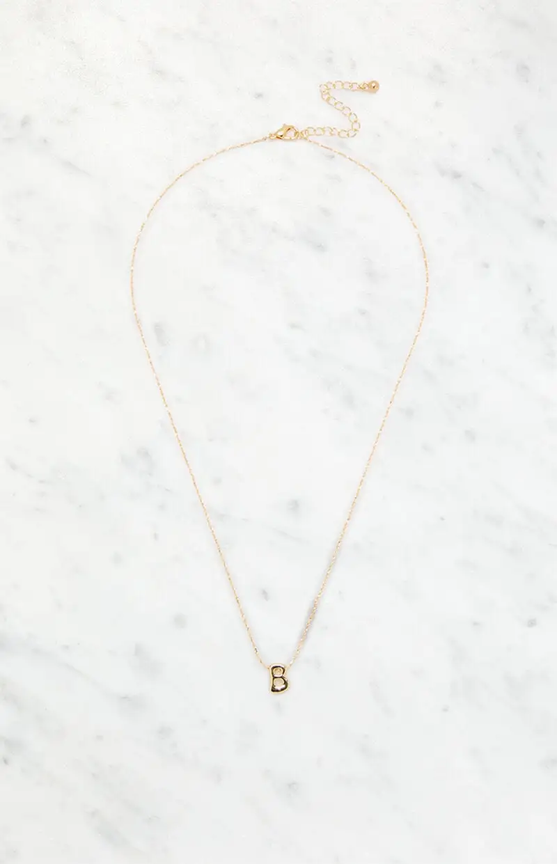 LA Hearts B Initial 14K Gold Plated Necklace