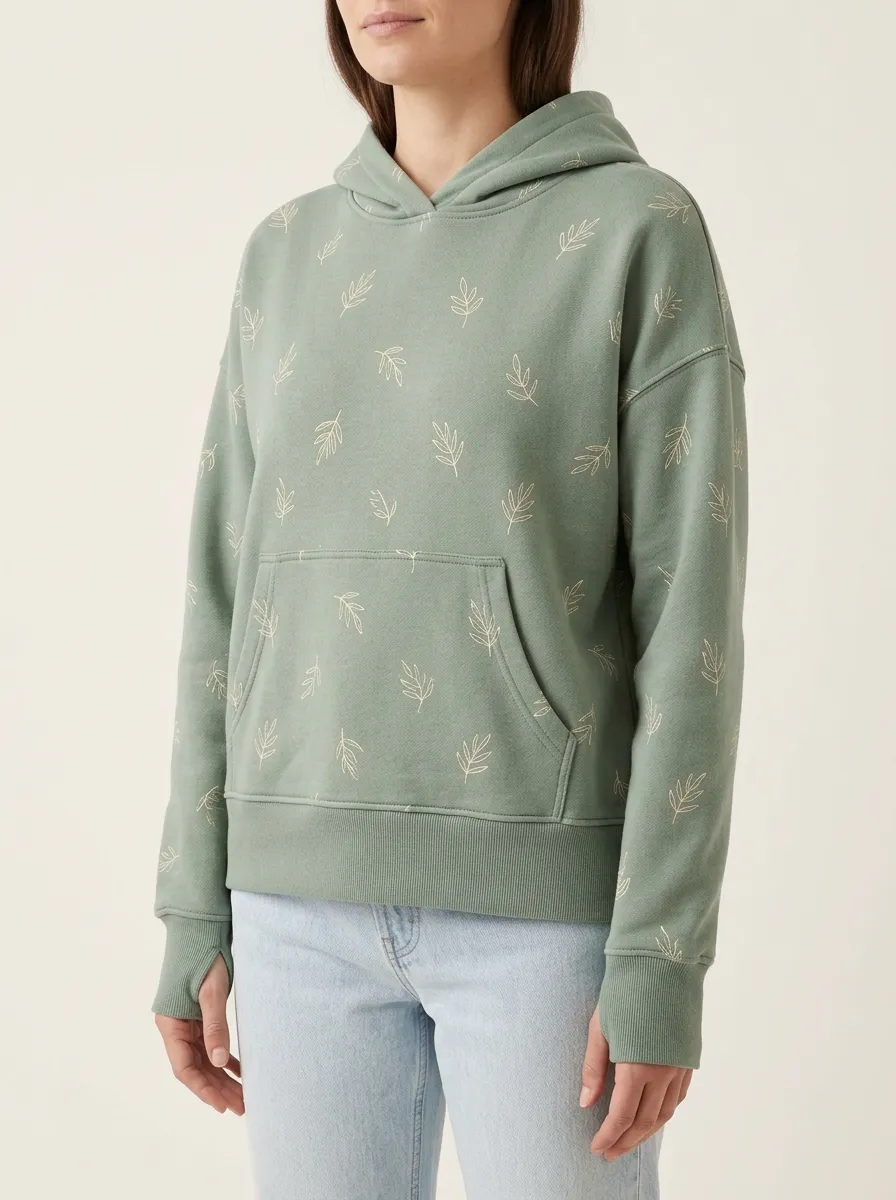 Women's Botanical Leaf Graphic Hoodie