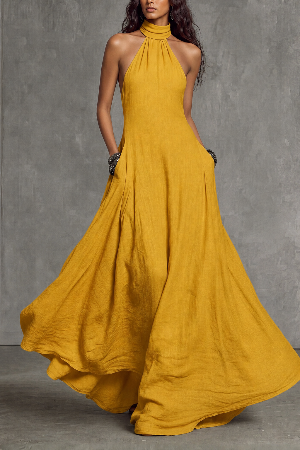 Classic Halter Neck Maxi Dress