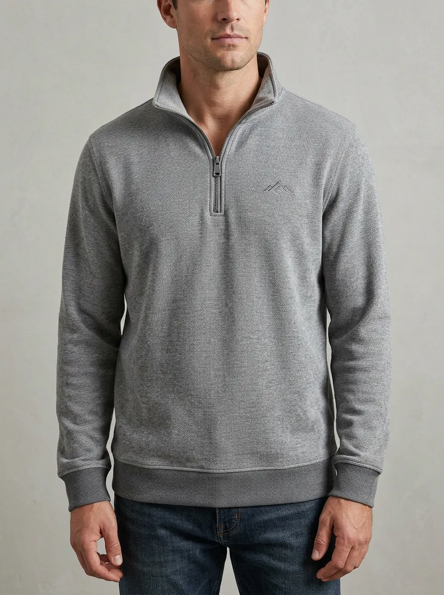 Refined Mountain Graphic Hiking-Inspired Outdoor-Inspired Profile Men's Half Zip Long Sleeve Pullover