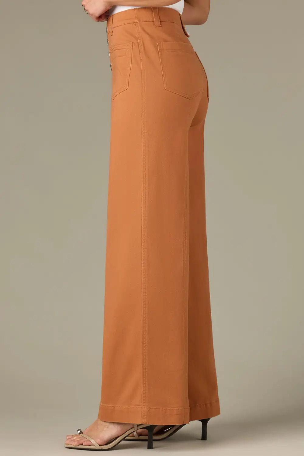 Button Fly Wide Leg Plus Size Pants