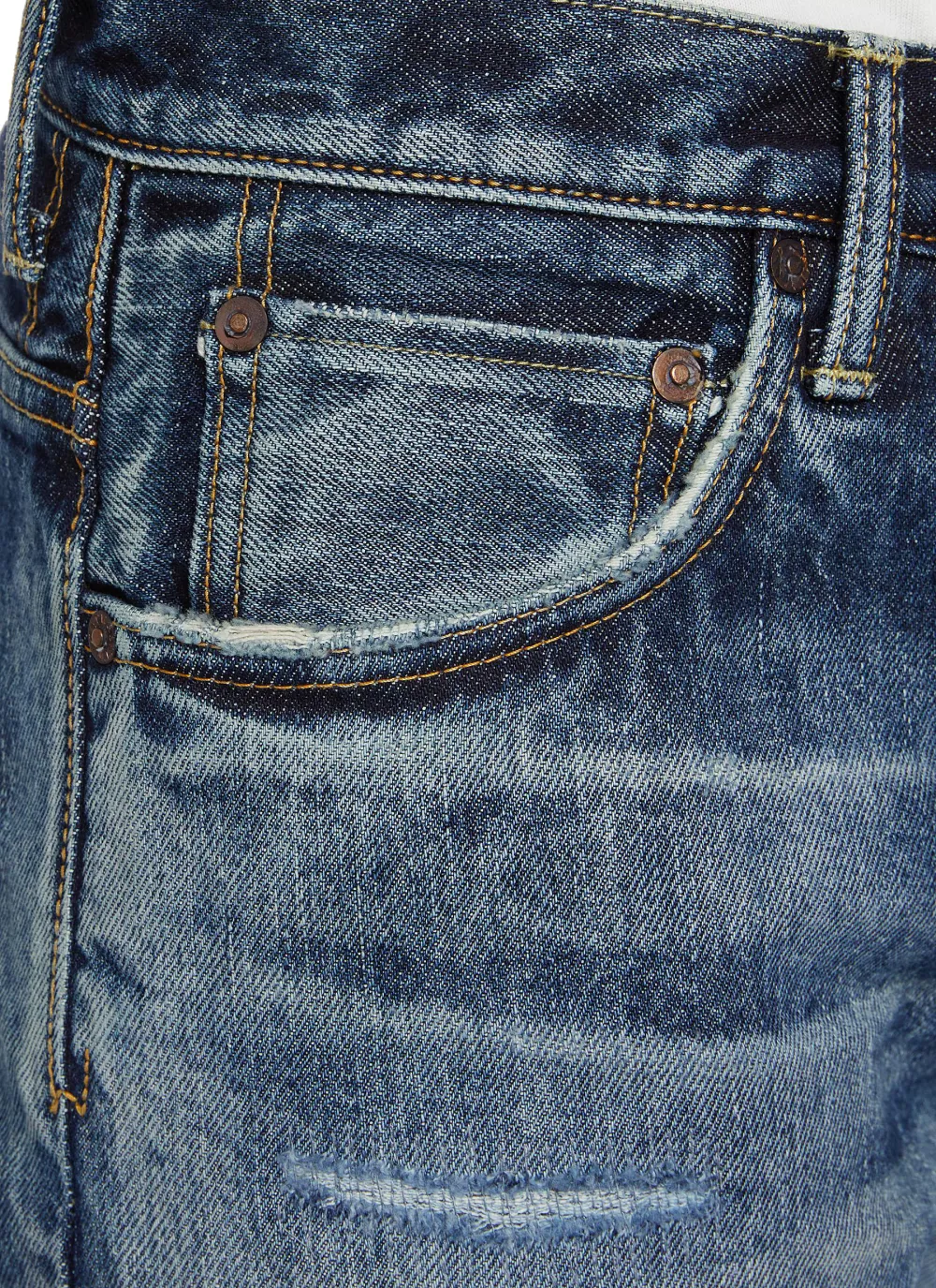 Simple Soft Straight-Cut Blue Cottom Jeans