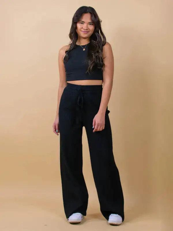 Drawstring Loose Lace Straight Trousers Pants