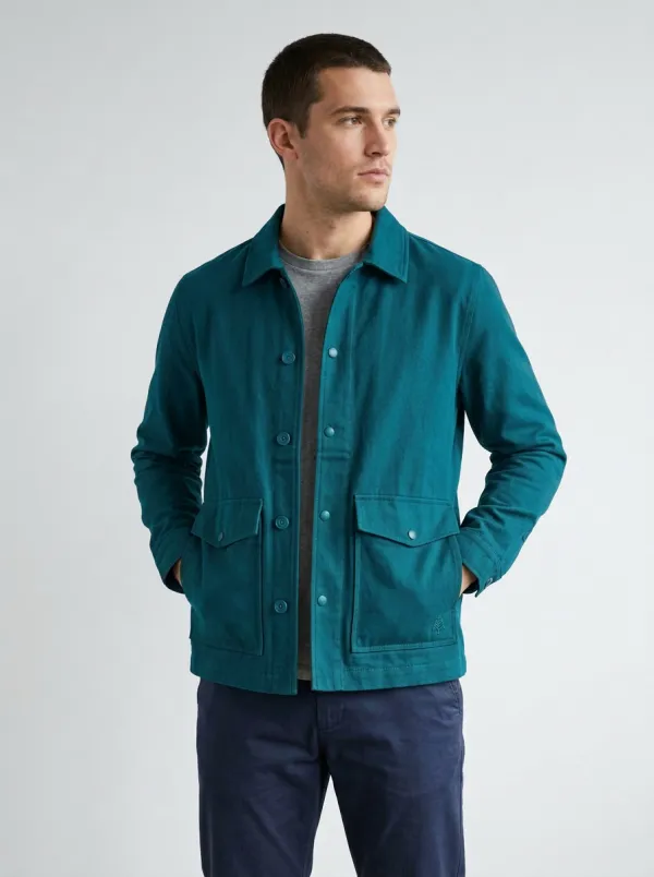 Men's Casual Outdoor Forest Green Buttoned Utility Jacket