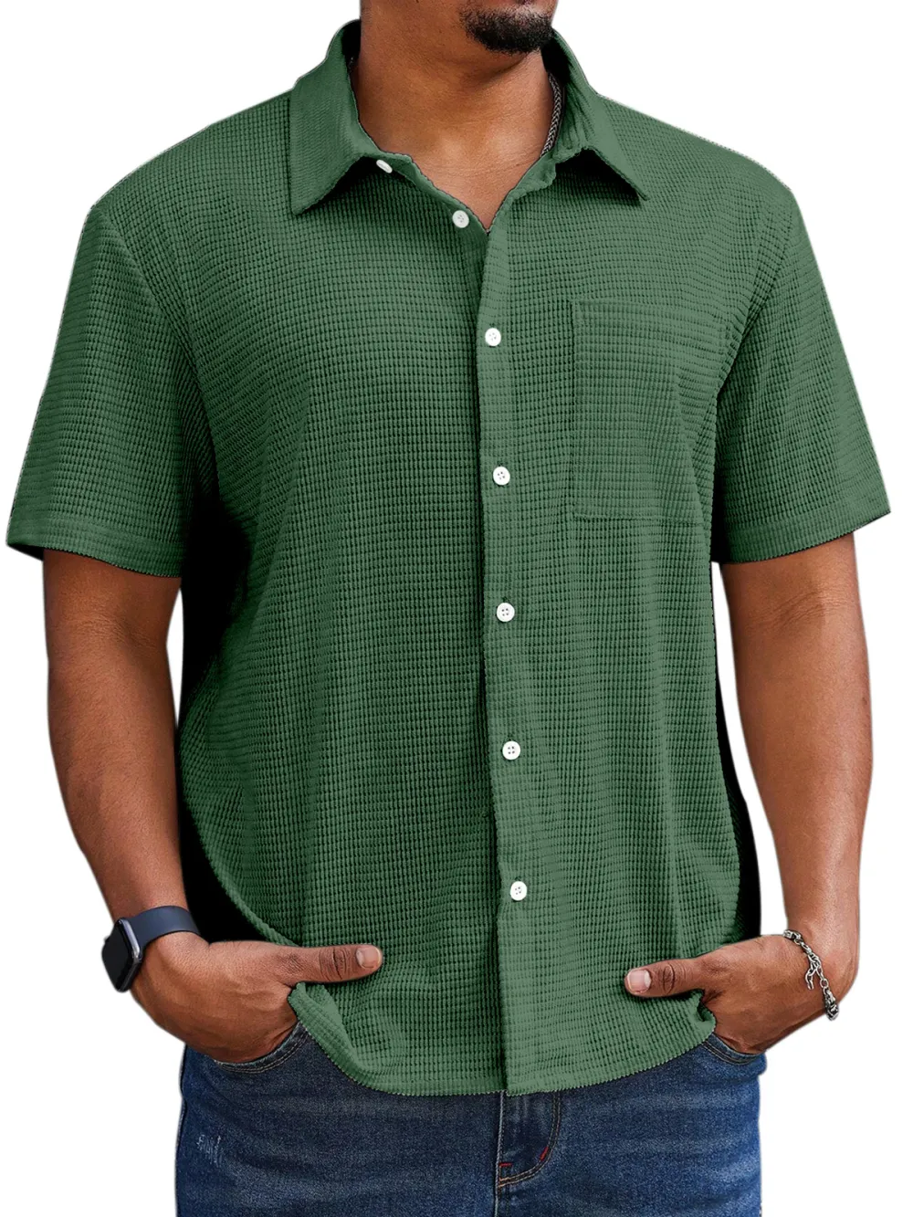 Textured Knit Short Sleeve Shirt