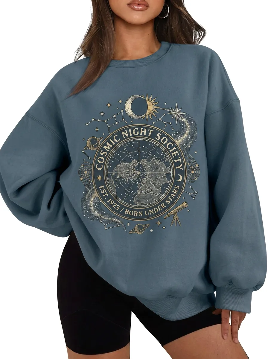 Women's Cosmic Night Society Celestial Map Printed T-shirt