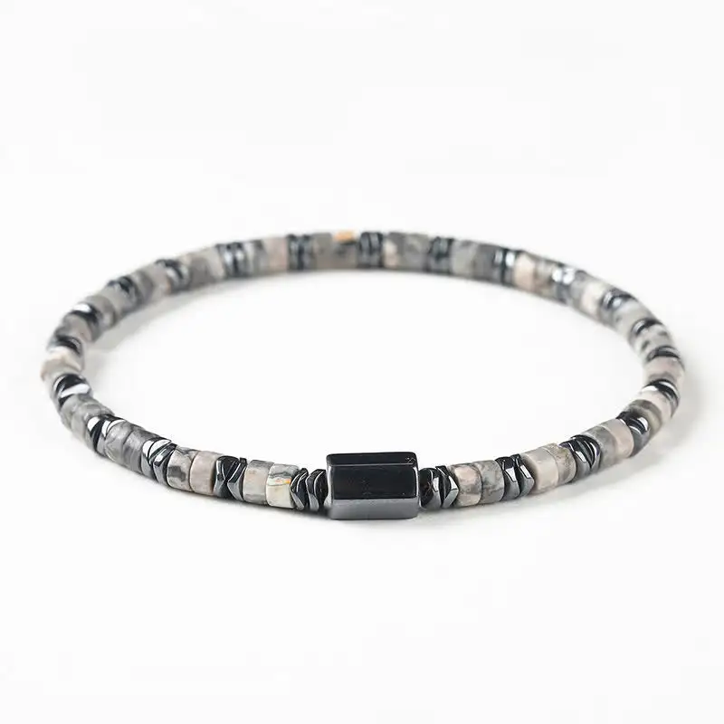 Sodalite Hematite Cube Spacer Bracelet