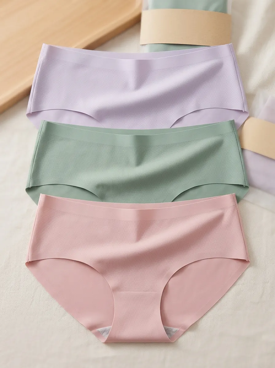Women's Modern Seamless Pastel Solid Color Three-Pack Panties