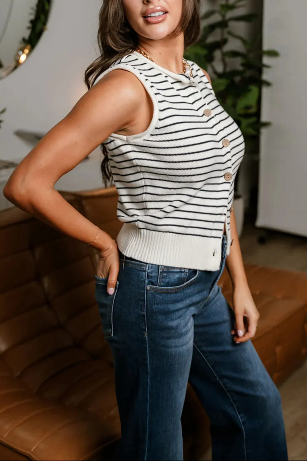 Striped Button Up Tank