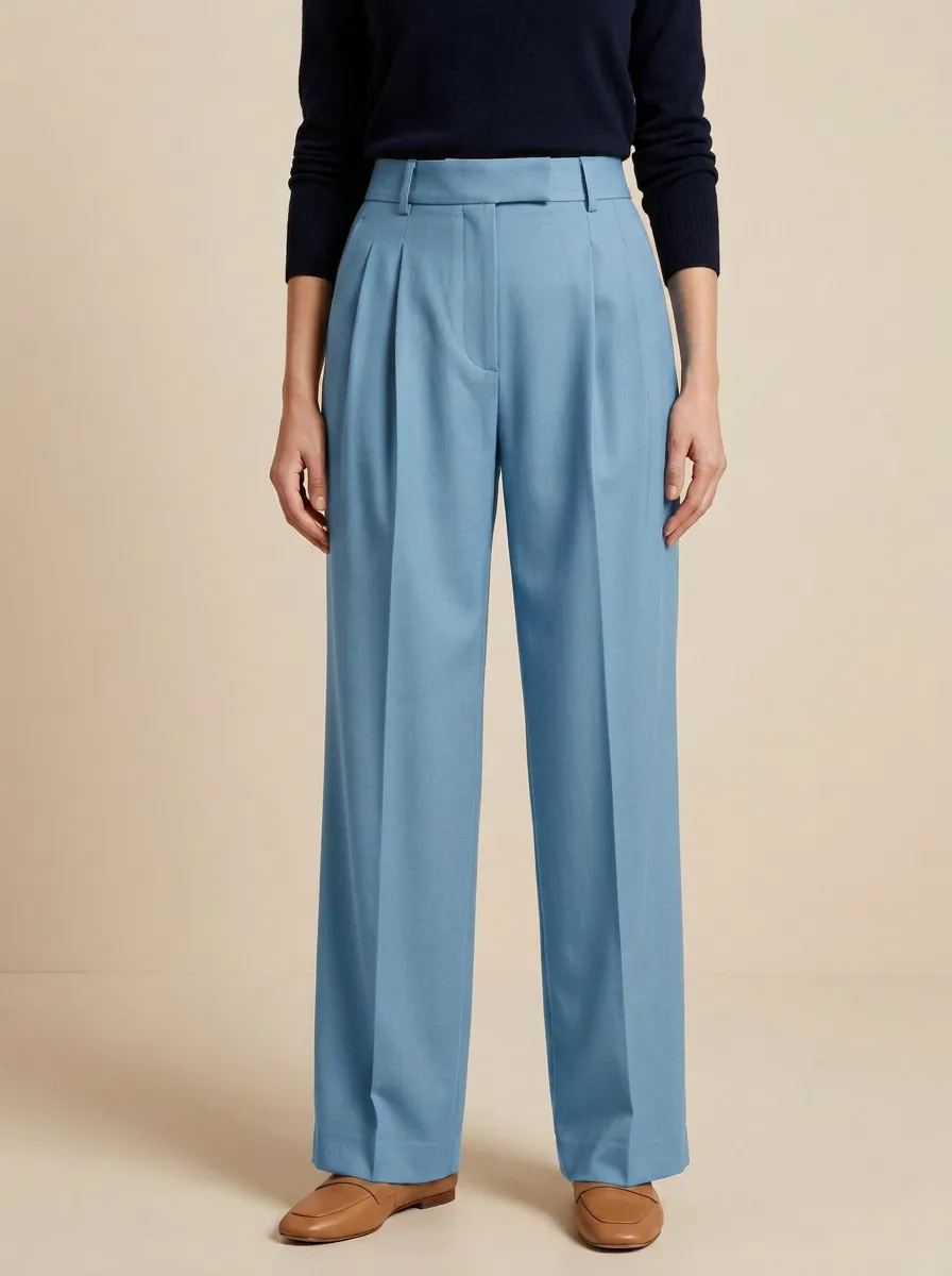 Everyday Smart Casual Pleated High Rise Wide Leg Trousers