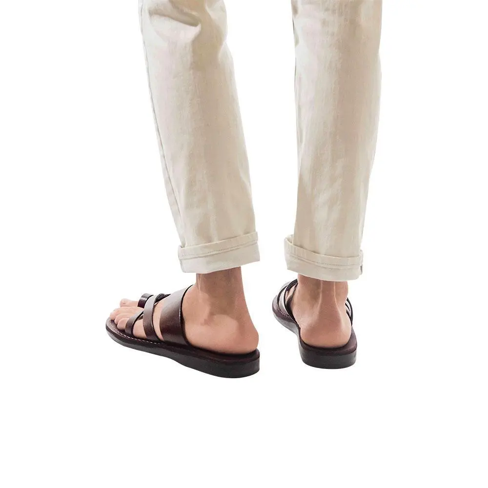 Leather Toe Loop Slide Sandals