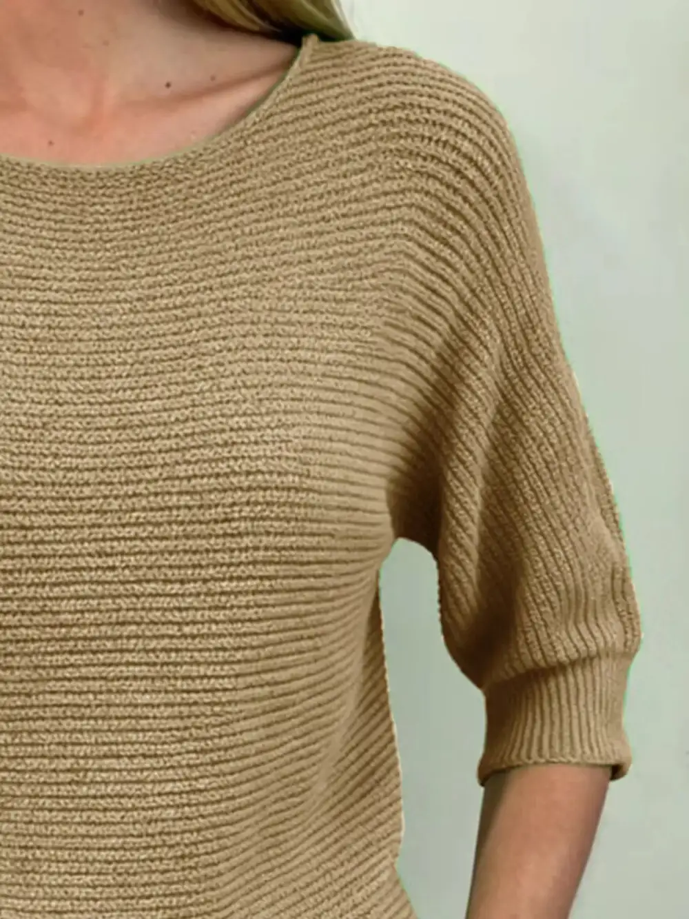 Full Size Ribbed Knit Round Neck Sweater Plus Size
