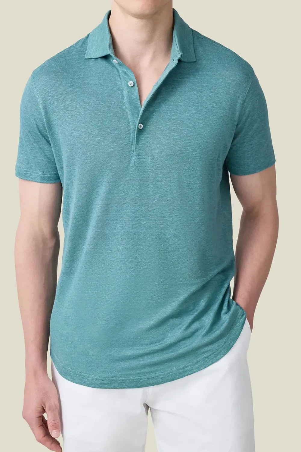 Breathable Polo Linen Jersey-Green
