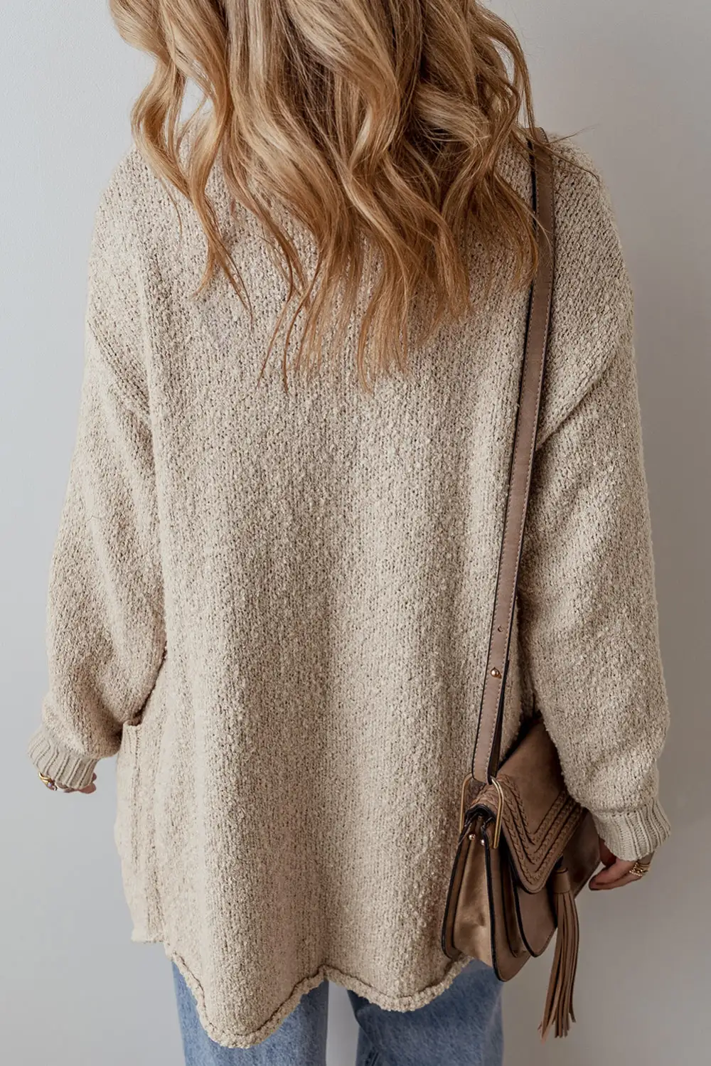 Pocketed Button Front Drop Shoulder Cardigan