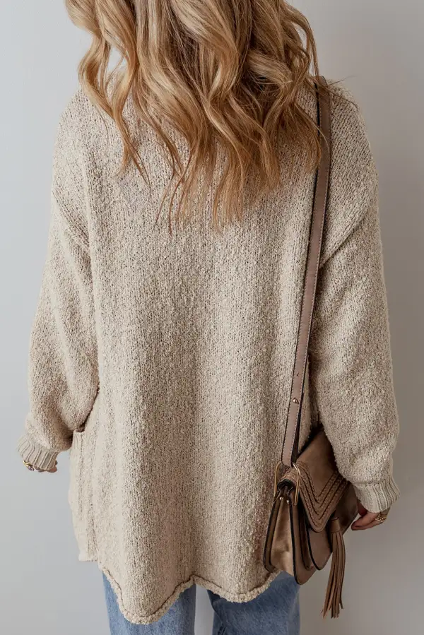 Pocketed Button Front Drop Shoulder Cardigan
