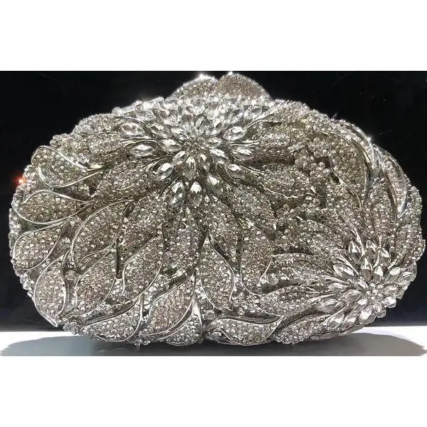 Metal Rhinestone Box Clutch Bag