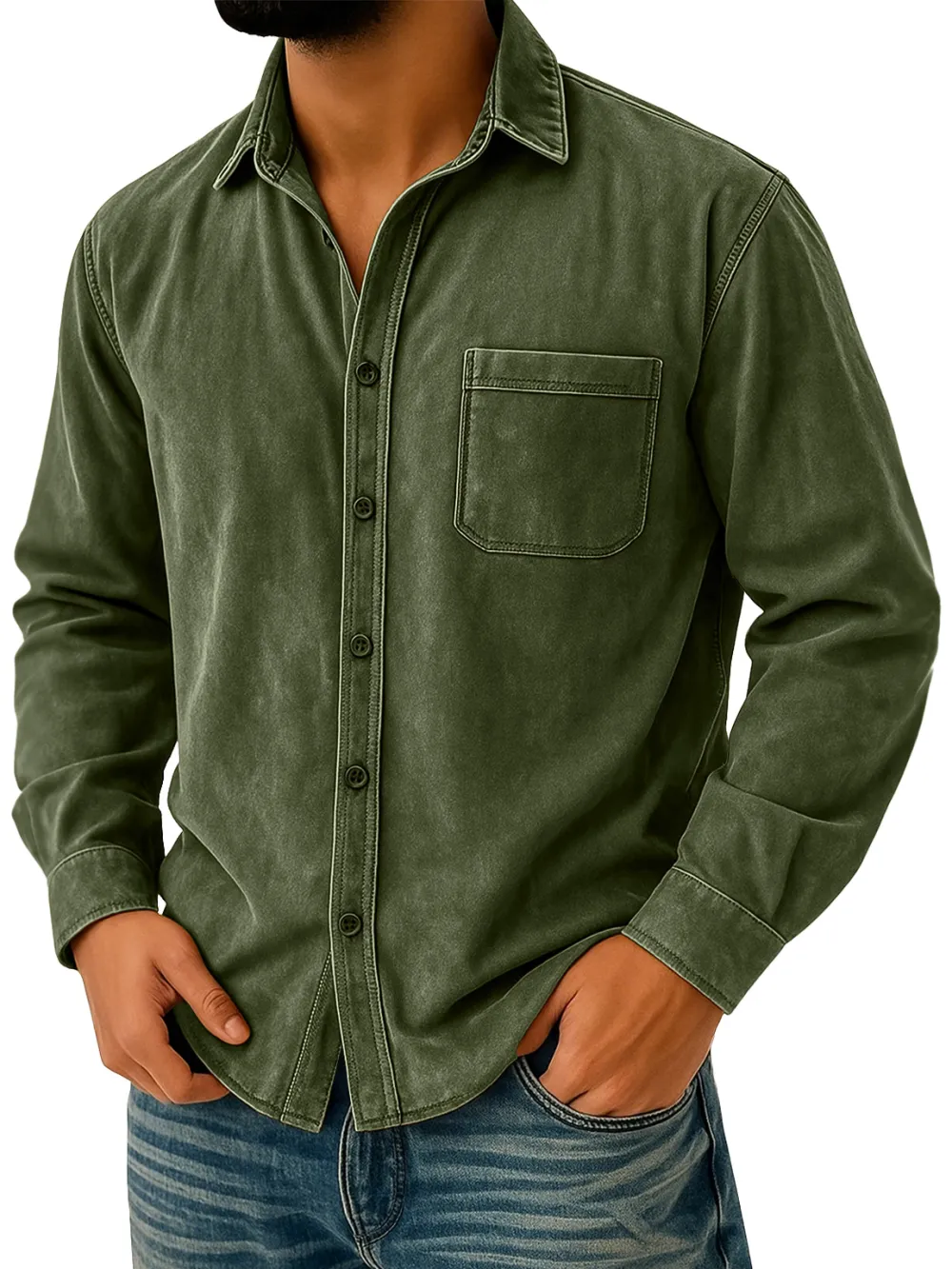 Suede Feel Pocket Shirt