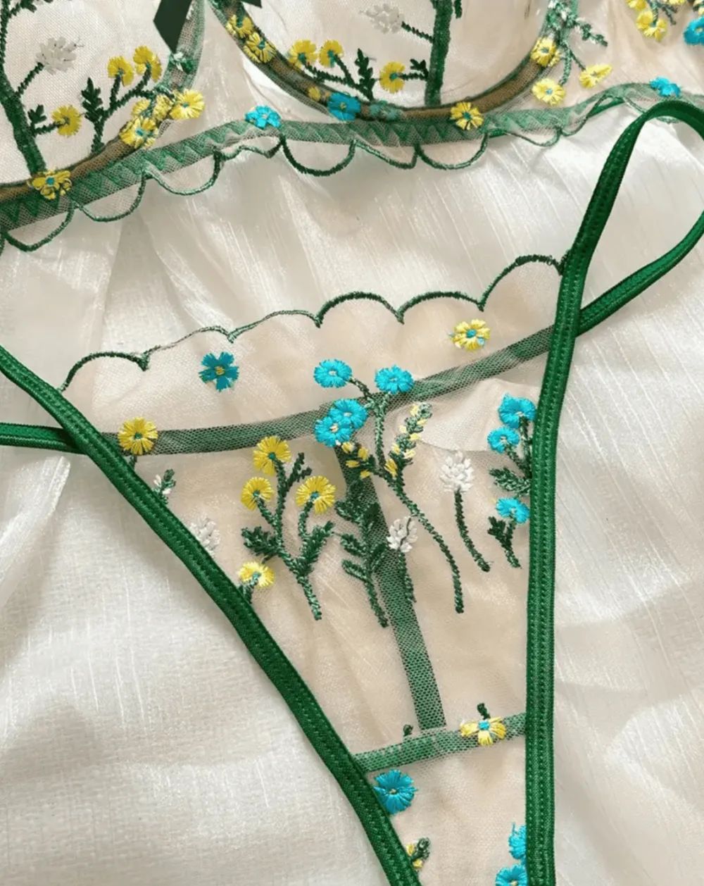 Delicate Floral Sheer Lingerie Set