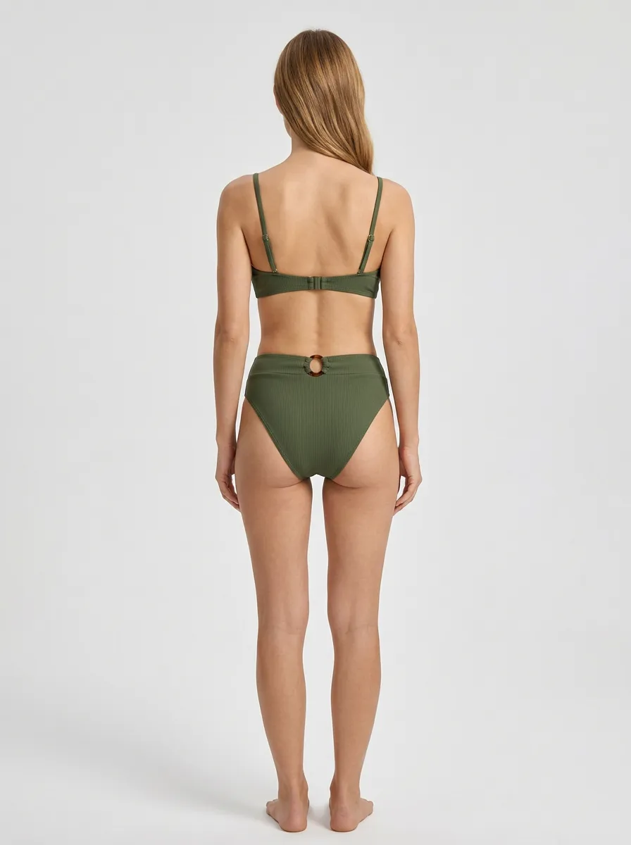 Women's O-Ring Ring-Detail Ribbed Bikini Set