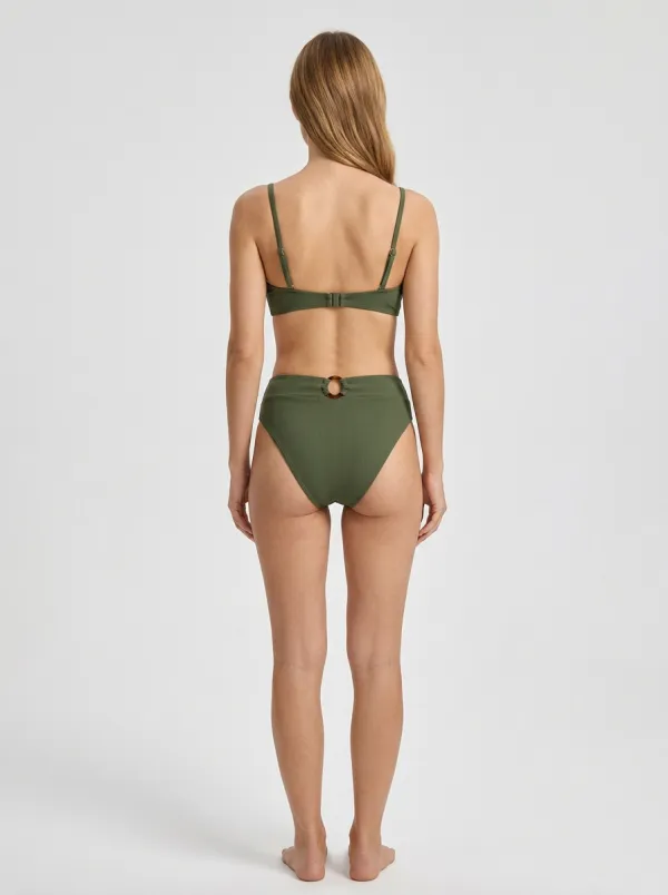 Women's O-Ring Ring-Detail Ribbed Bikini Set