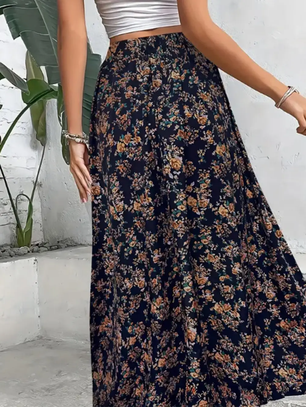 Elegant Printed Midi Skirt