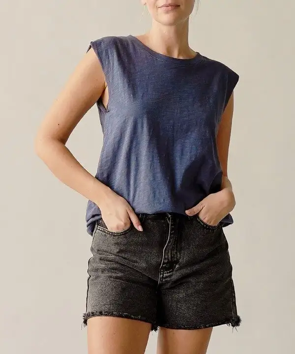 Slub Knit Sleeveless Tank Top