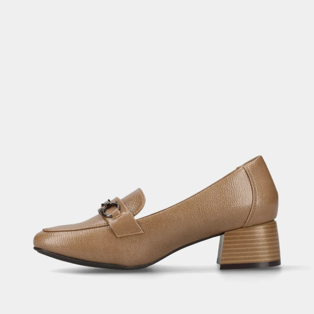 Refined Patent Effect Block Heel Cushioned Insole Heeled Loafers