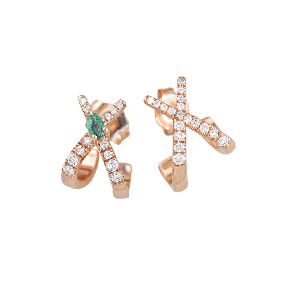 Earrings Diamond Earrings With Pear-Shaped Emerald