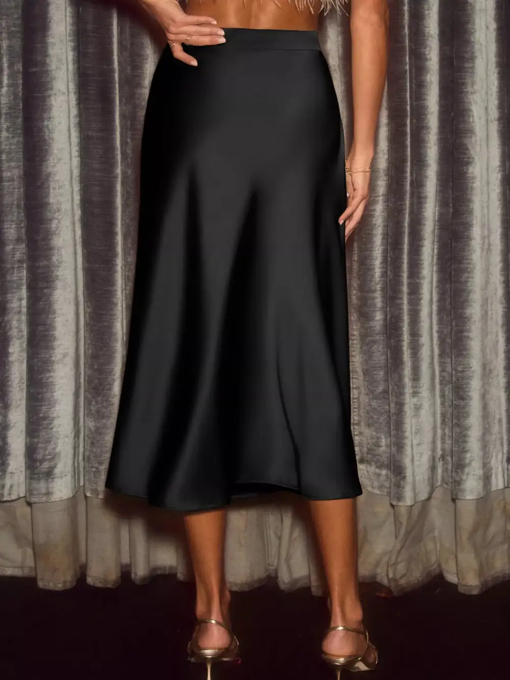 Modern Satin Midi Skirt