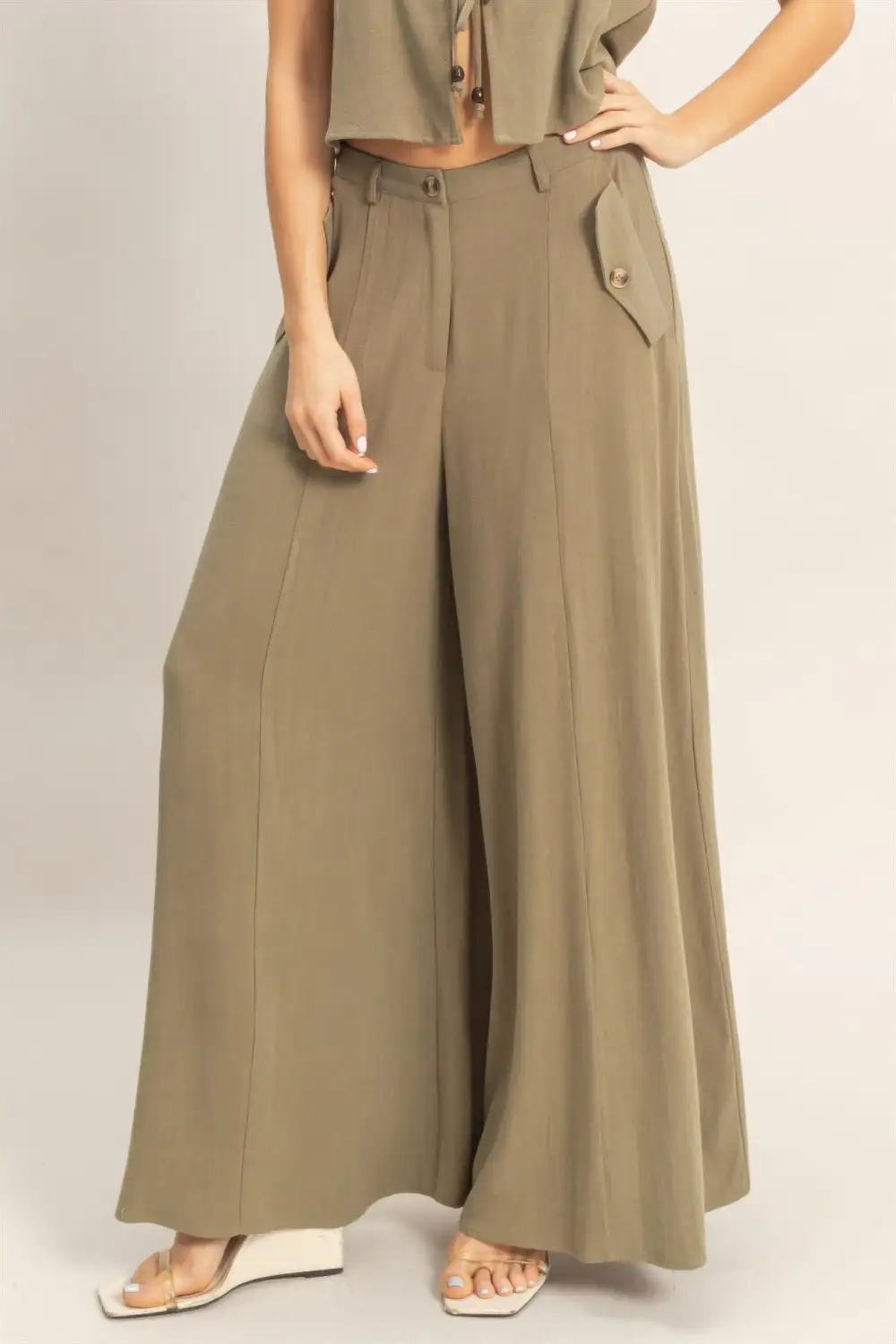 Wide Leg Flap Pocket Pants