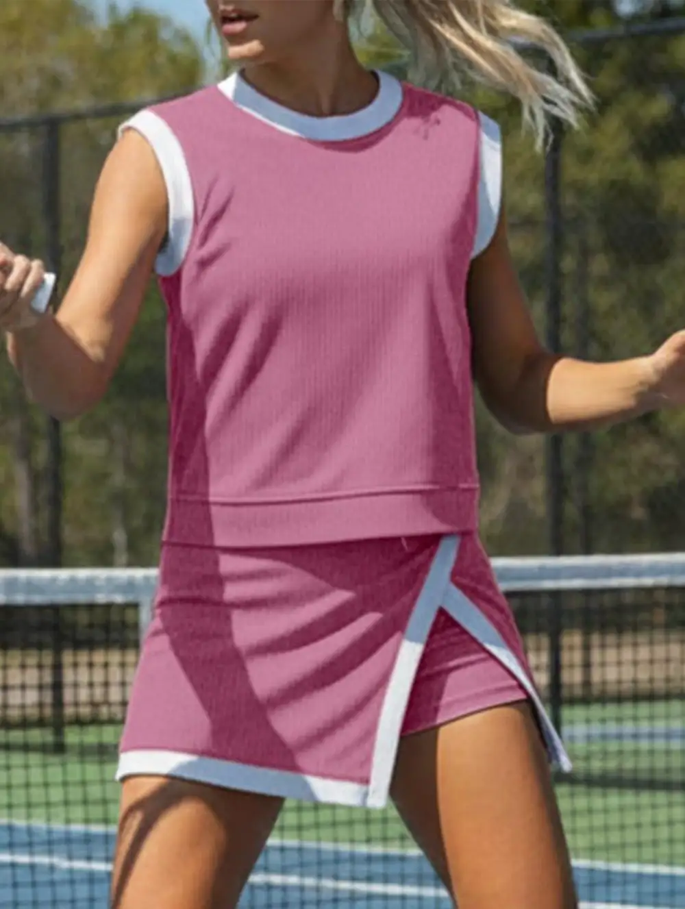 Block Slit Sport Tank Top Set