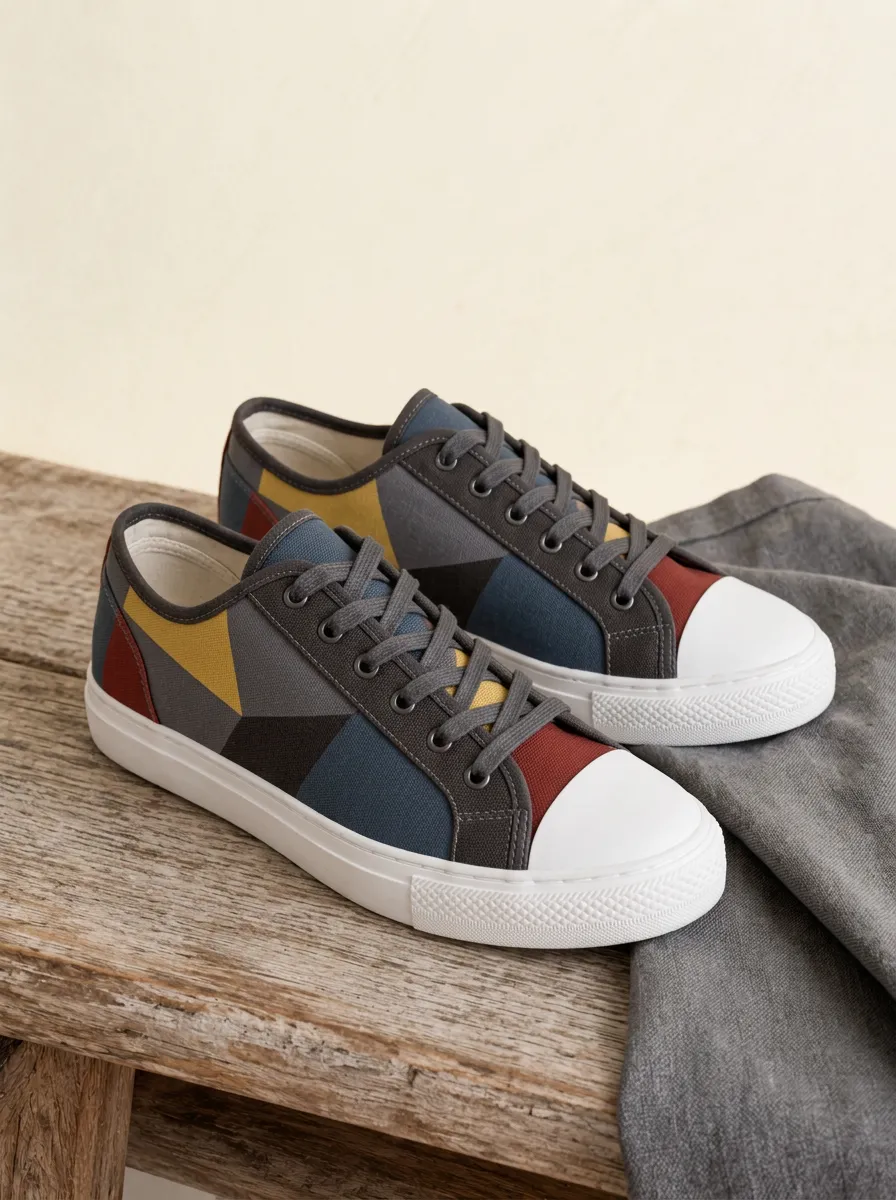 Men's Refined Geometric Color Block Pattern Patterned Canvas Shoes