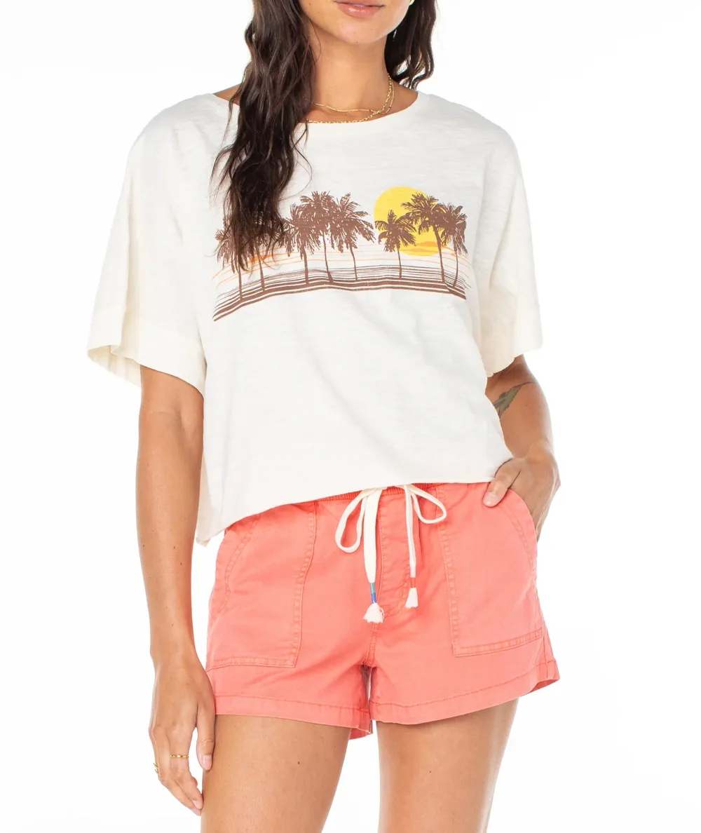 Cartoon Beach Print Casual T-Shirt