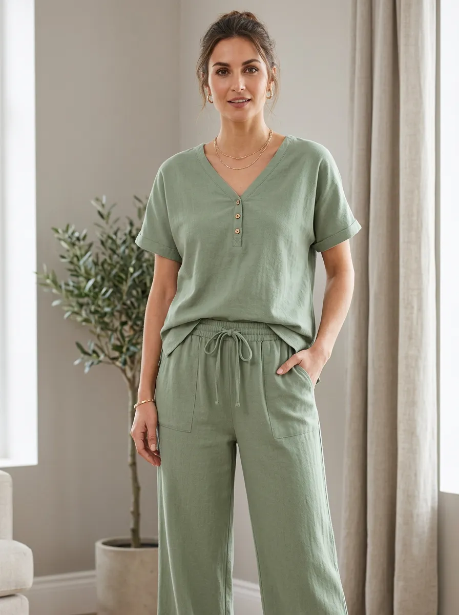 Button-Front Button-Down Women's V-Neck Shirt