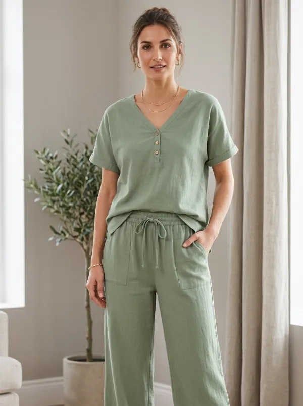 Button-Front Button-Down Women's V-Neck Shirt
