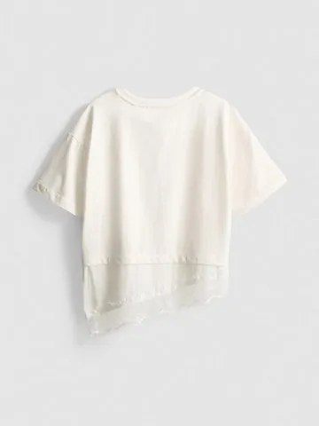 7-15yrs | Lace Hem T-Shirt
