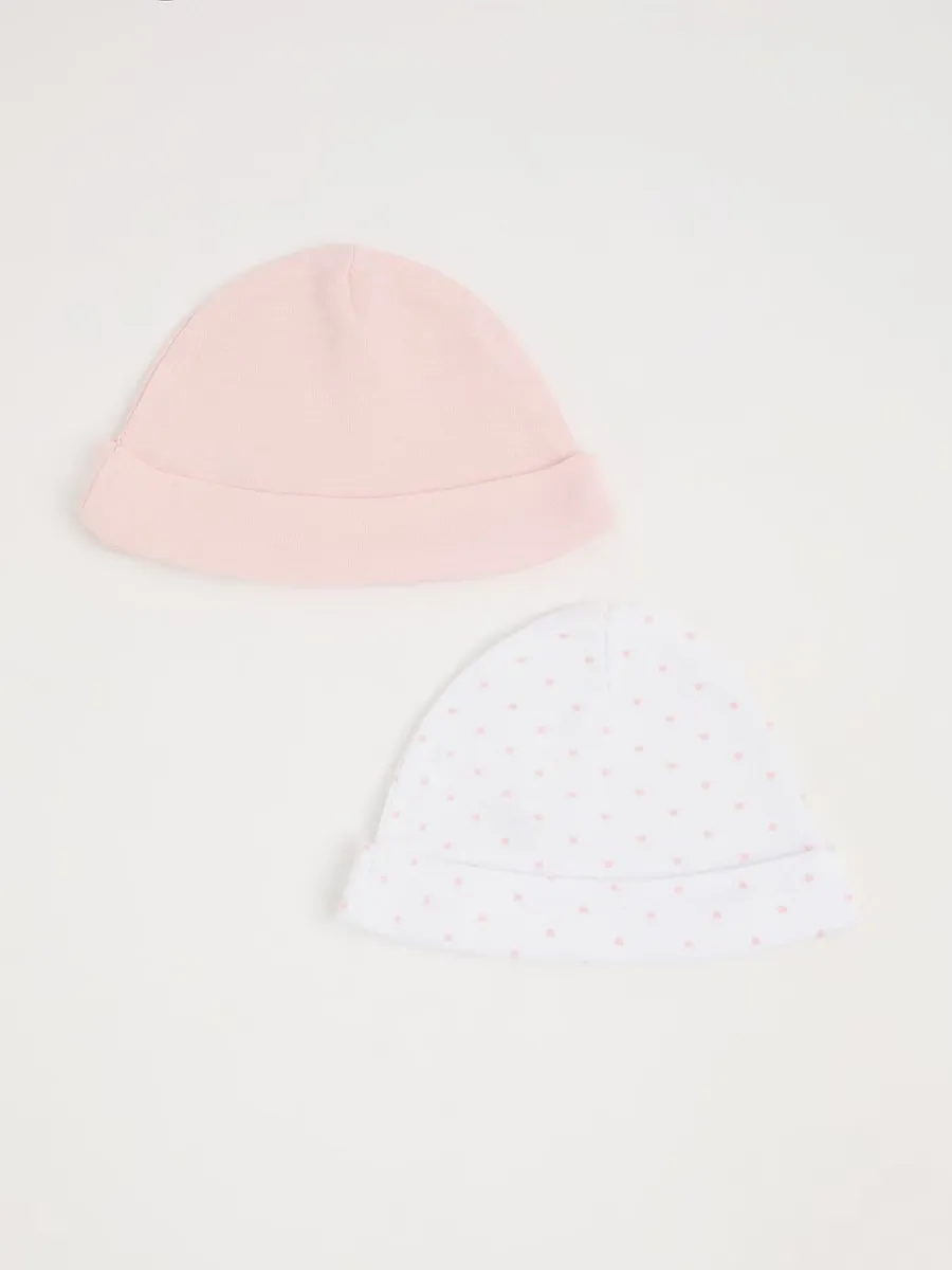 Pink Heart Newborn Hats 2 Pack