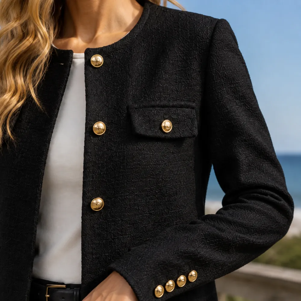 Collarless Cropped Blazer