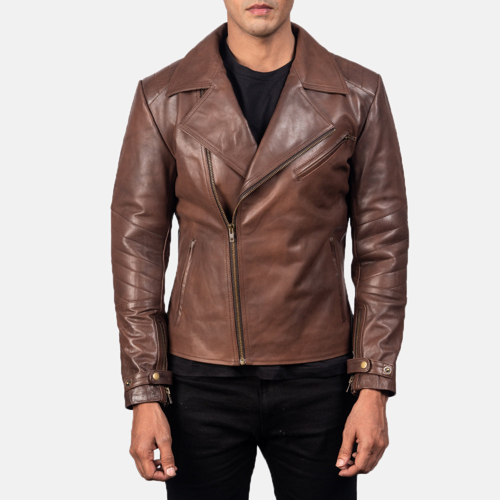 Men's Classic Bold Profile Biker Leather Jacket