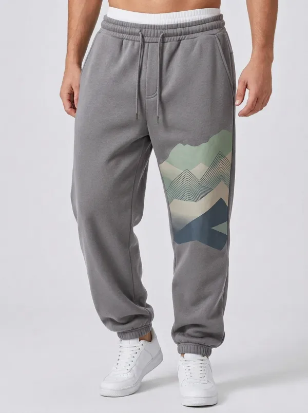 Mountain Silhouette Thigh Print Joggers