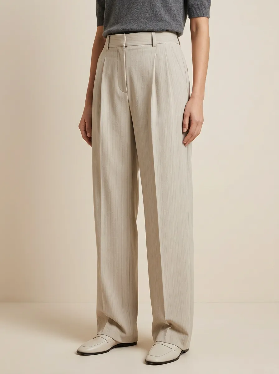 Minimalist Pinstripe High Rise Wide Leg Trousers